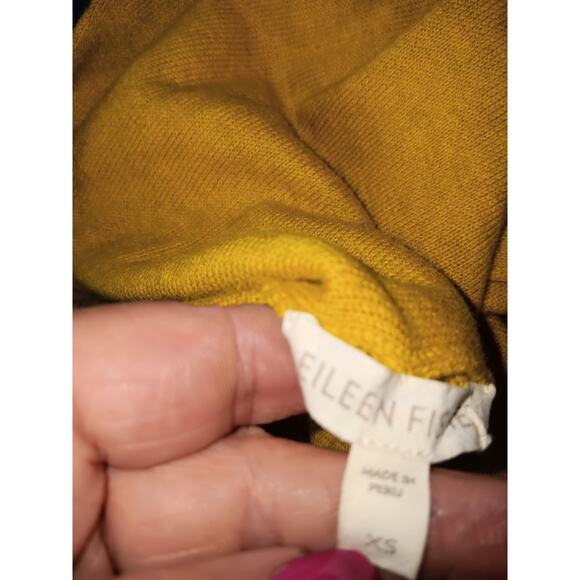 Yellow Eileen Fisher cropped cardigan sweater Yellow Organic Cotton Size XS - Picture 3 of 4